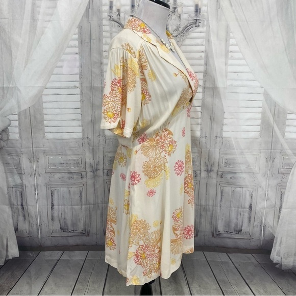 Free People Size Small Hawaii Mini Dress Swing Skirt V Neck Short Sleeve Pockets - Picture 10 of 14